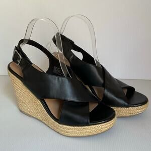 American Eagle Espadrille Platform Shoes Women’s Black Wedge Sandals Size 9